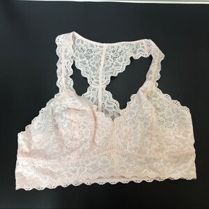 FeLiNa Bralette Lingerie Pink Lace Size Large